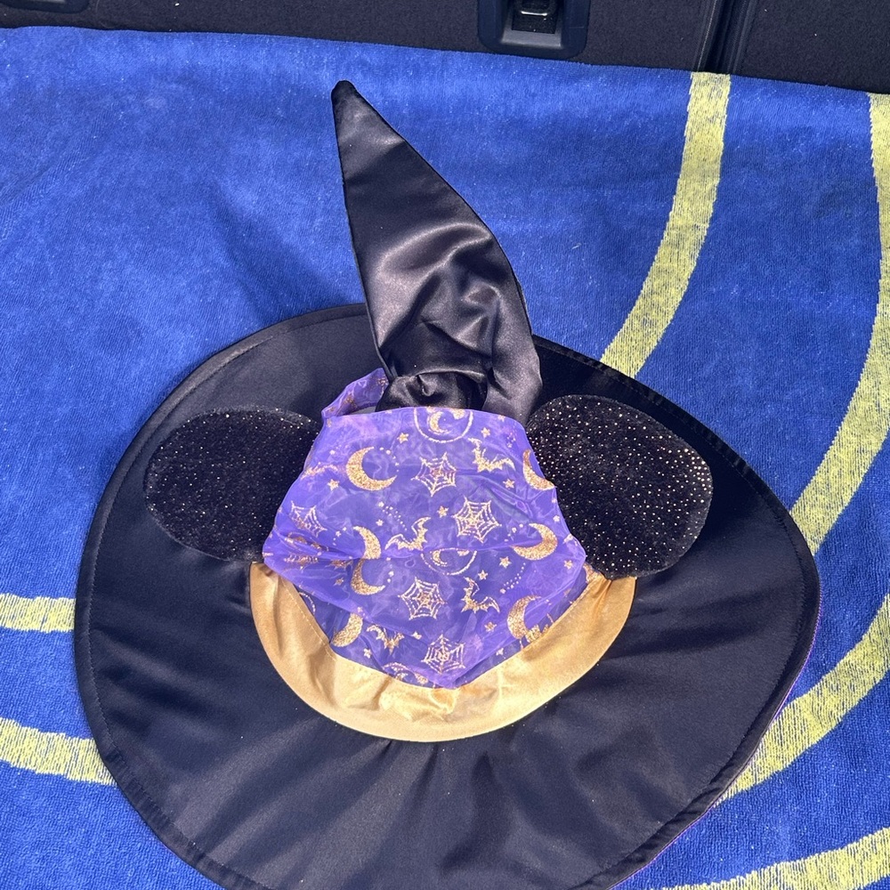 Disney Minnie Mouse Witch Hat Orange And Purple With Bats And Pumpkins